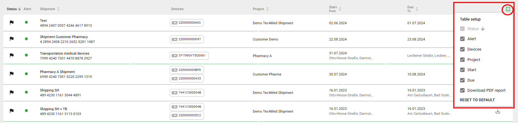 Shipment_advanced filter
